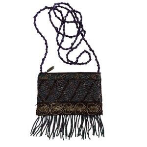 Vintage Lady Jade Designs‎ Beaded Purse Womens Boho Ibiza Summer Fringe Handmade